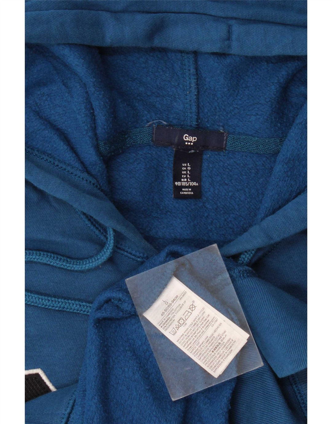Suéter masculino Gap com capuz e zíper gráfico grande algodão azul