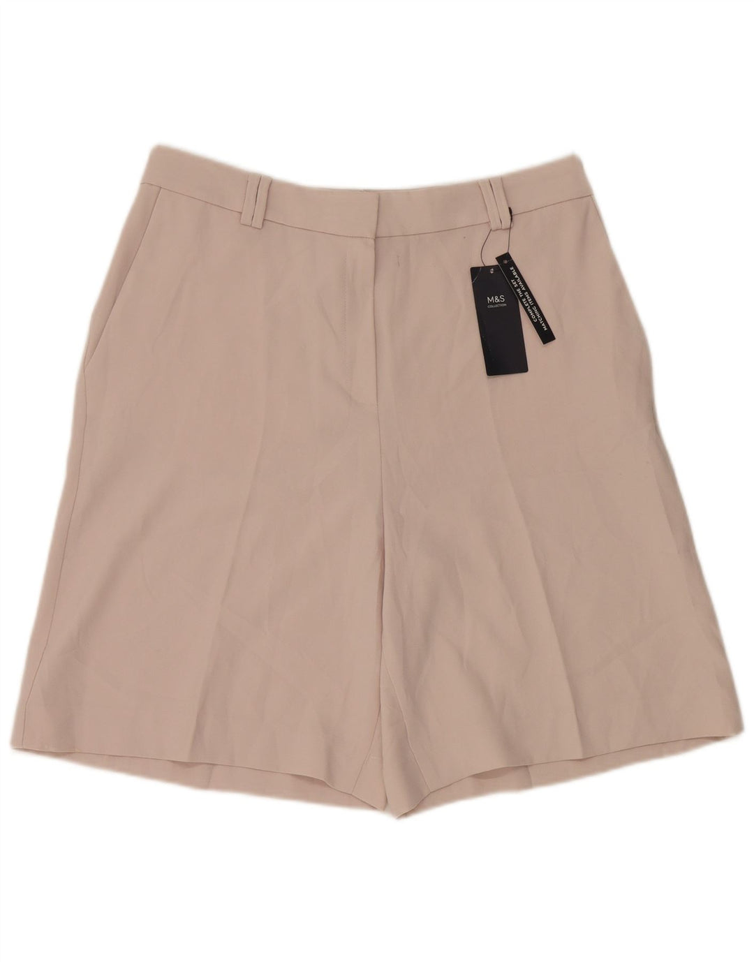 Shorts Chino Feminino Marks & Spencer Reino Unido 12 Médio W30 Poliéster Bege