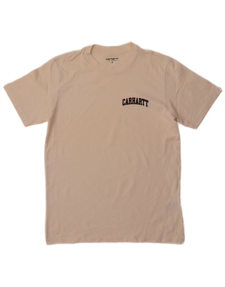 Camiseta masculina gráfica CARHARTT, pequena, de algodão off white