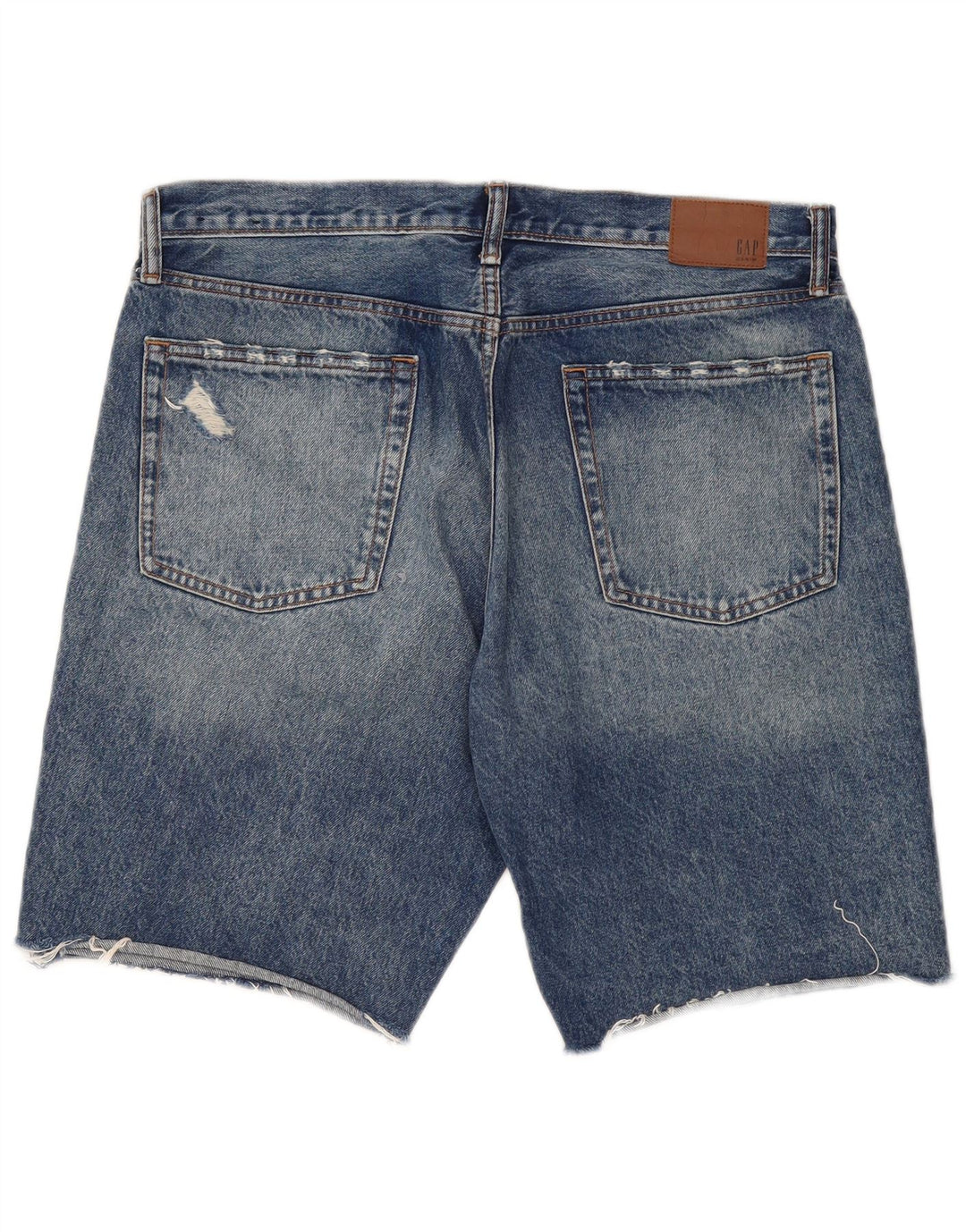 Shorts jeans masculinos Gap desgastados W34 grande algodão azul