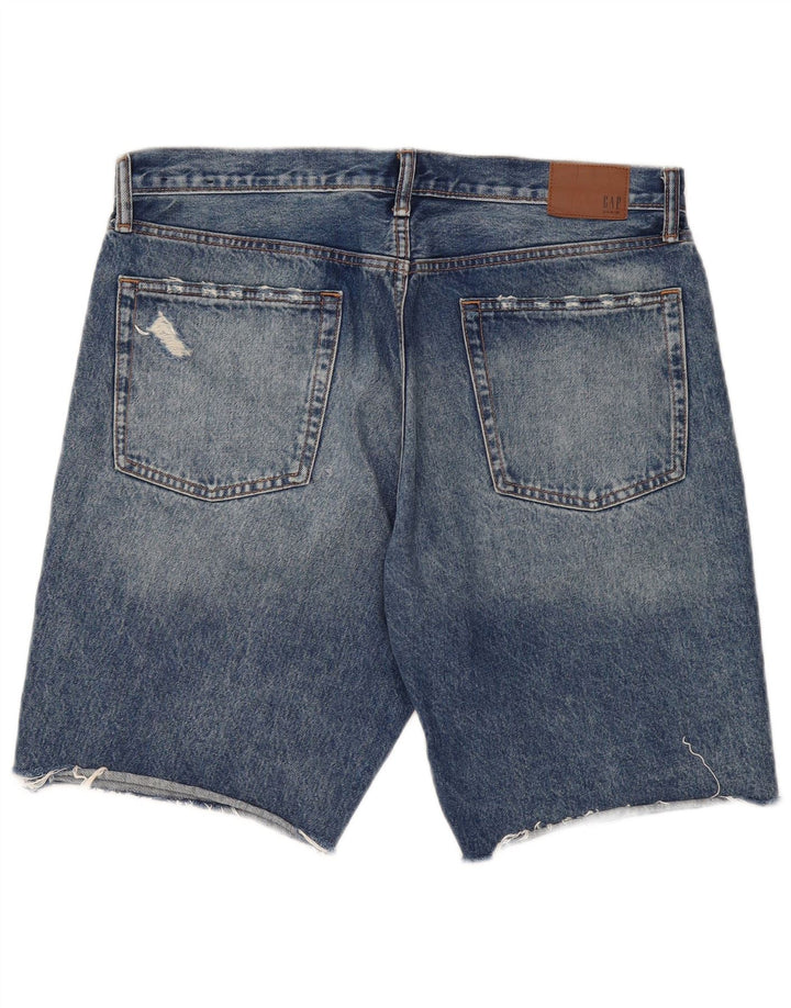 Shorts jeans masculinos Gap desgastados W34 grande algodão azul