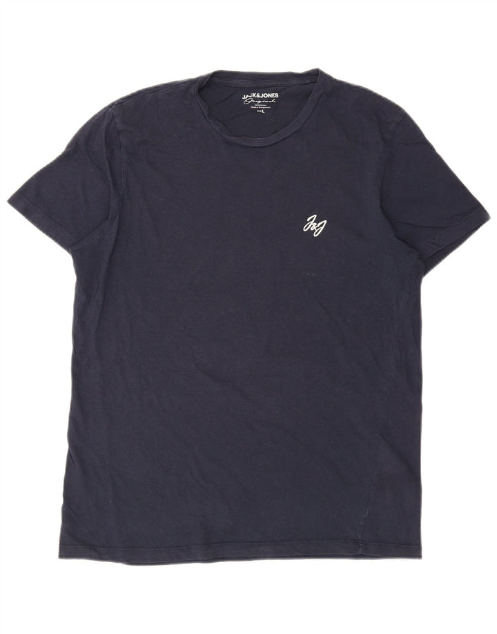 Camiseta masculina JACK & JONES grande algodão azul marinho