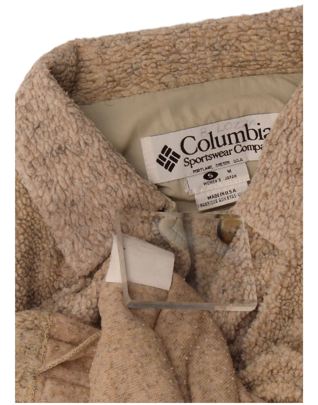 Columbia Womens Oversized Fleece Jacket UK 10 Pequeno Bege Acrílico
