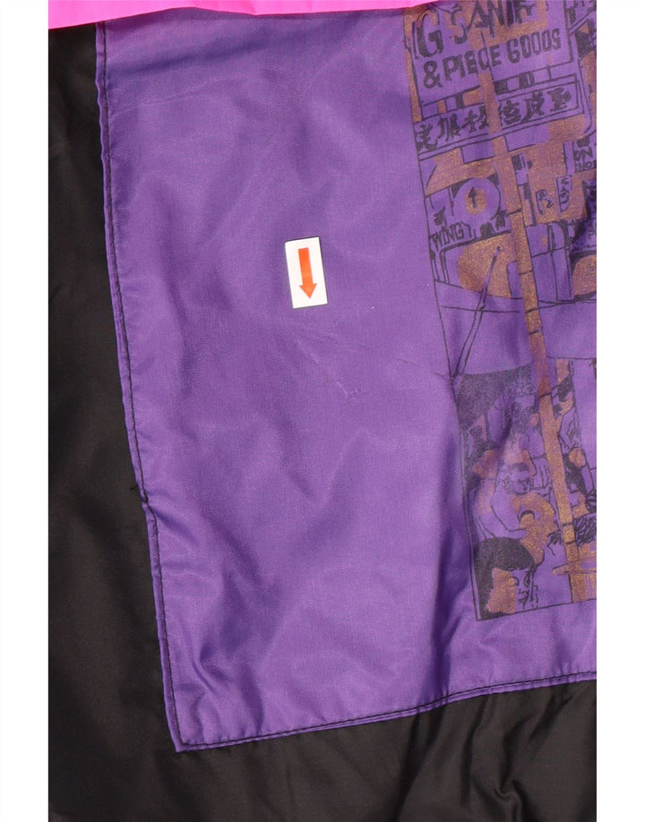 Jaqueta Anorak masculina VINTAGE com capuz UK 38 poliamida colorblock preta média