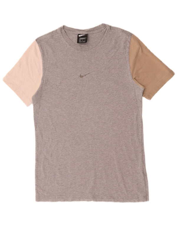Camiseta masculina Nike Standard Fit Top cinza médio colorblock algodão