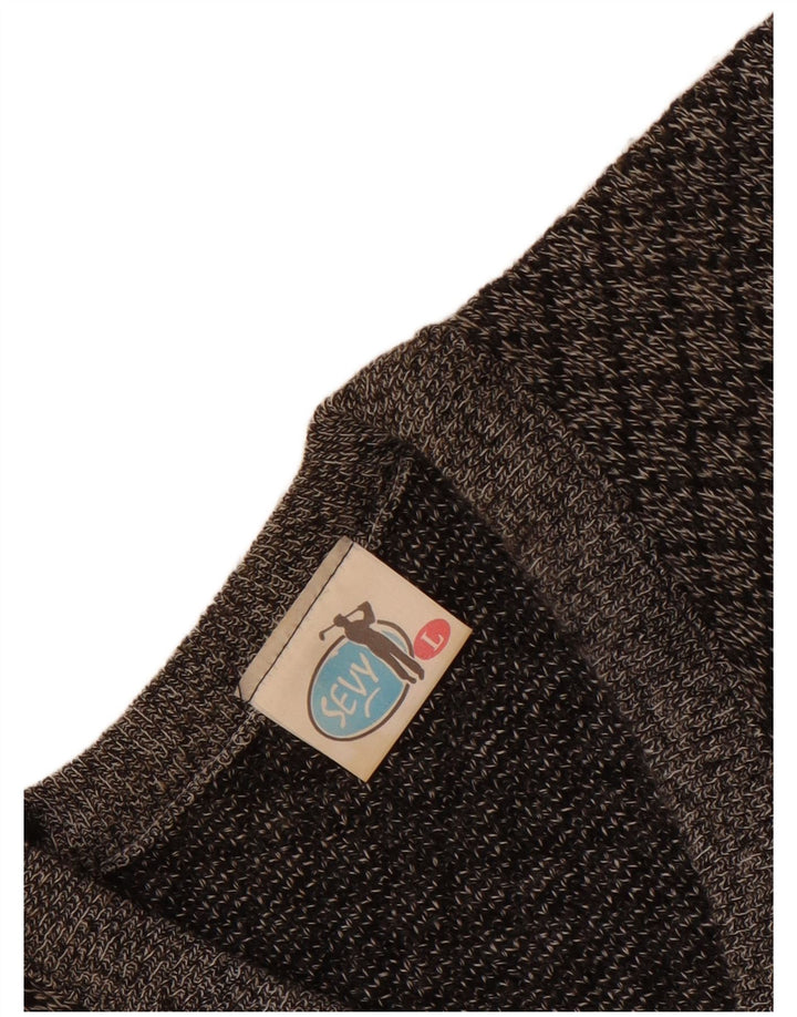 Suéter vintage masculino com decote em V grande acrílico geométrico cinza