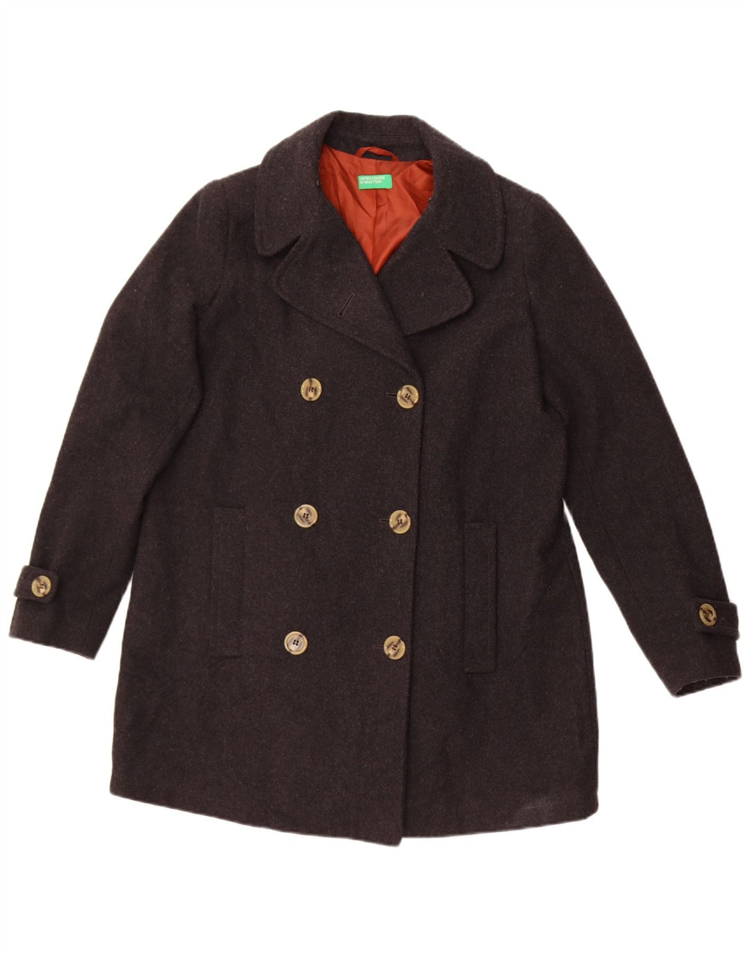 Casaco feminino oversized Pea da Benetton Reino Unido 10 lã cinza pequena