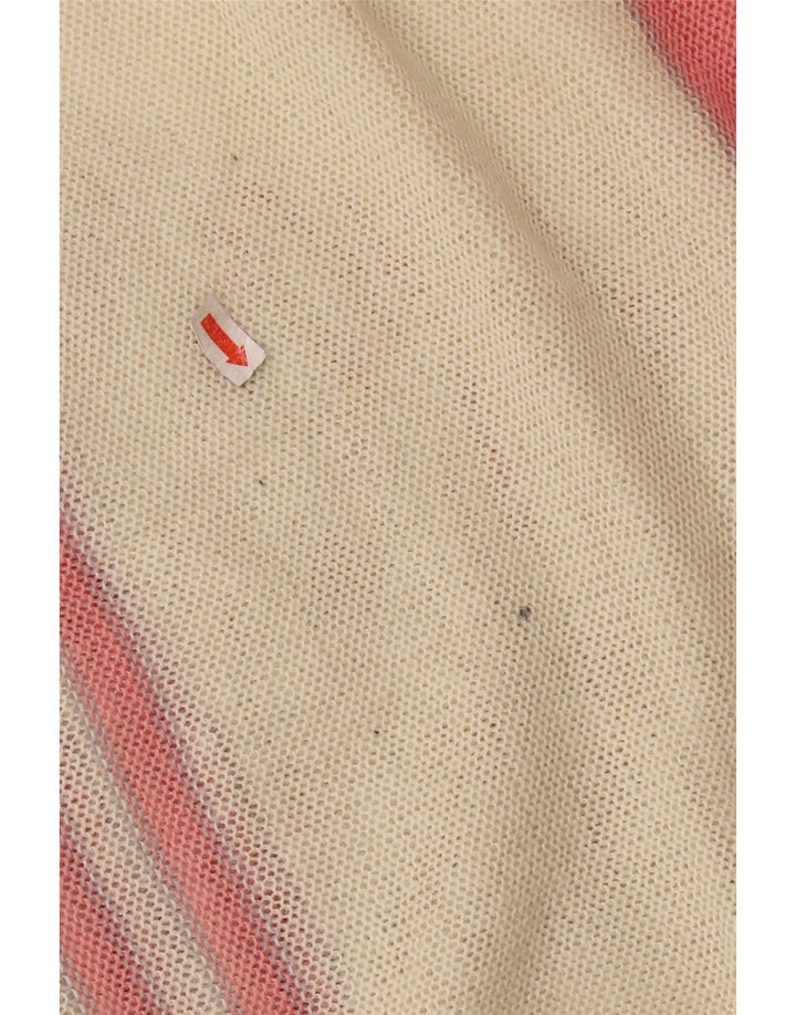 Suéter feminino VINTAGE com gola canoa UK 14 bloco colorido rosa médio