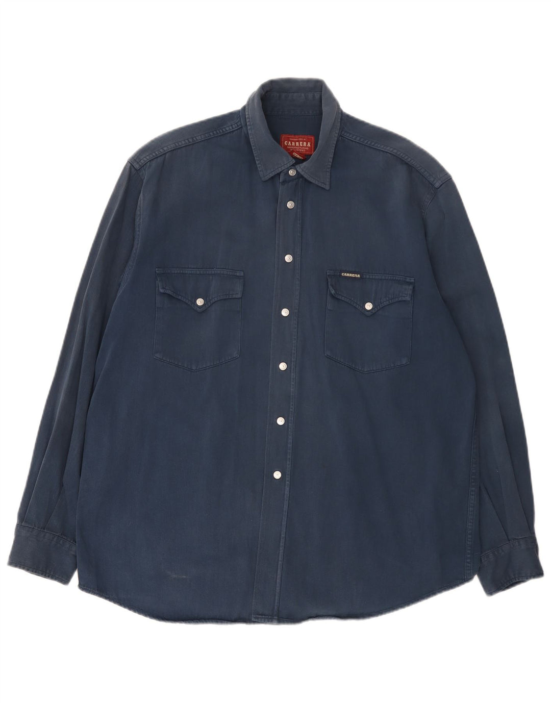Camisa jeans masculina Carrera tamanho 41/42 grande algodão azul marinho