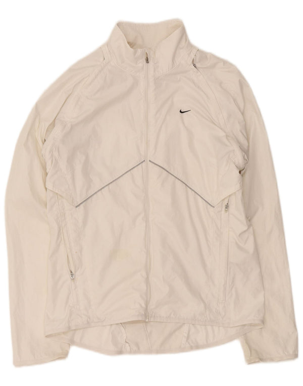 Nike Womens Tracksuit Top Jacket UK 10/12 Médio Branco Poliéster