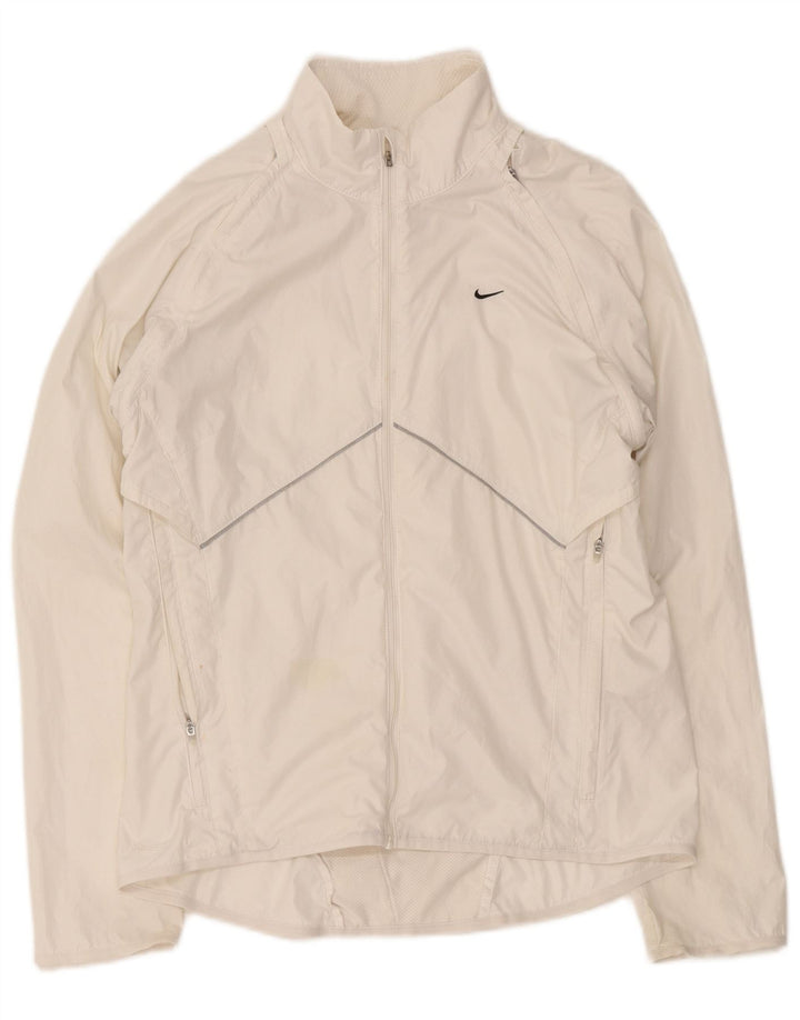 Nike Womens Tracksuit Top Jacket UK 10/12 Médio Branco Poliéster