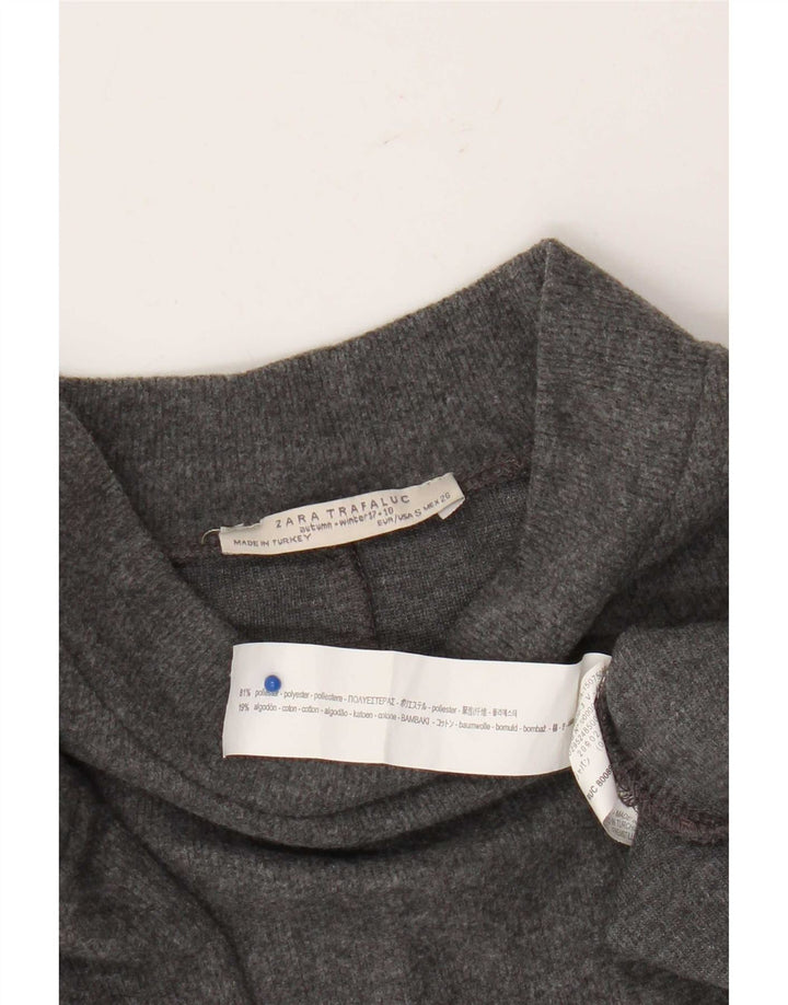 Vestido jumper feminino Zara de mangas curtas Reino Unido 10 pequeno poliéster cinza