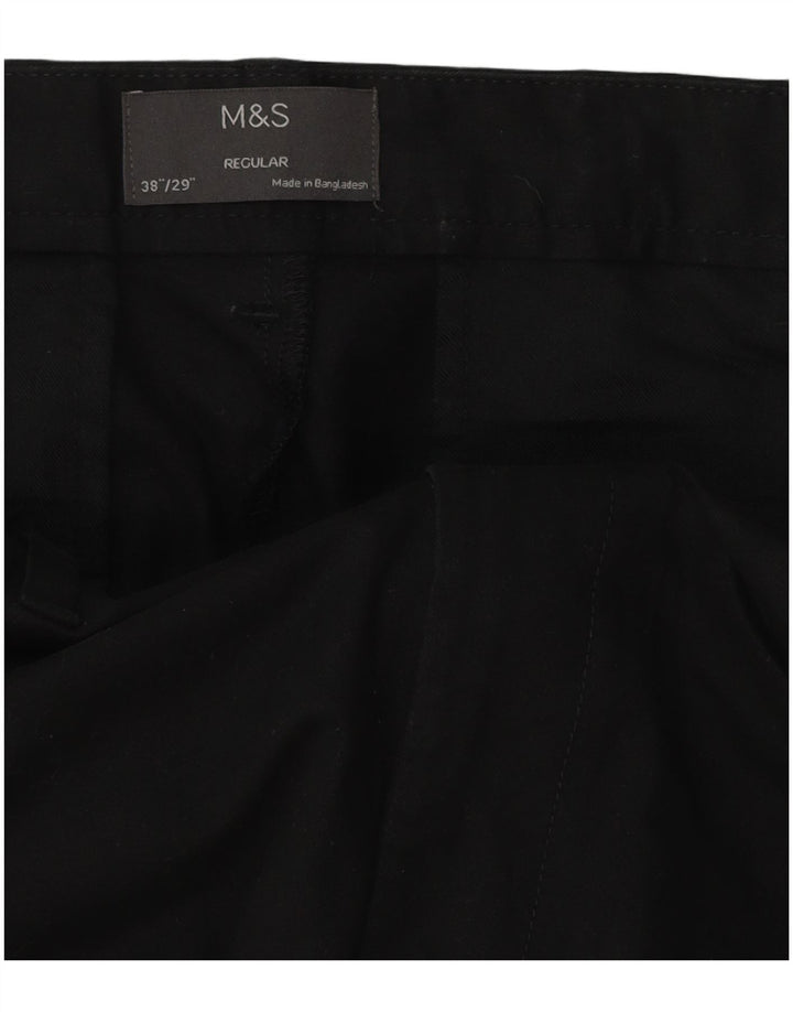 Calça Chino Masculina Marks & Spencer Regular Fit W38 L29 Algodão Preto