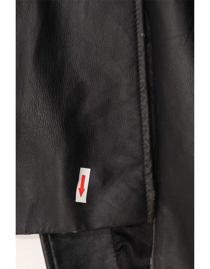 Casaco de couro feminino longo e solto Calculus UK 4 XS preto