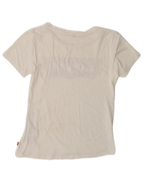 Camiseta feminina gráfica Levi's Top UK 10 pequeno algodão branco