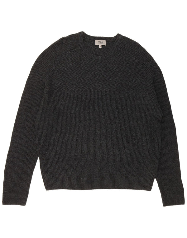 Suéter masculino Marks & Spencer com gola redonda XL cinza manchado acrílico