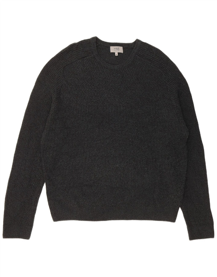 Suéter masculino Marks & Spencer com gola redonda XL cinza manchado acrílico