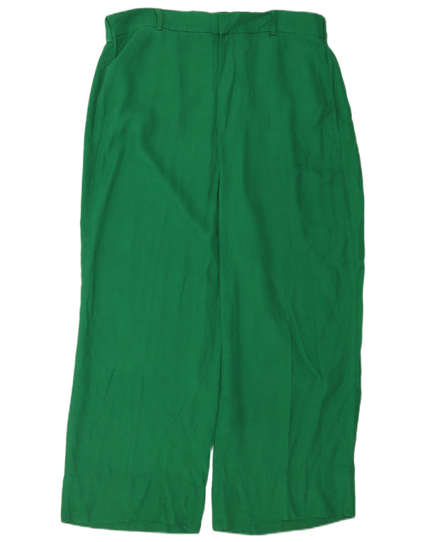 Calça chino feminina Zara com perna larga 2XL W34 L28 verde