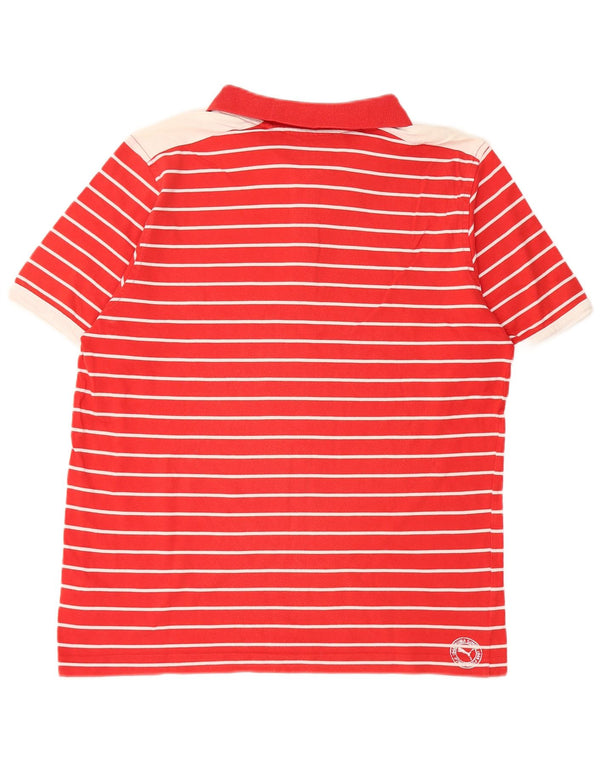Puma Mens Polo Shirt Large Red Striped Cotton