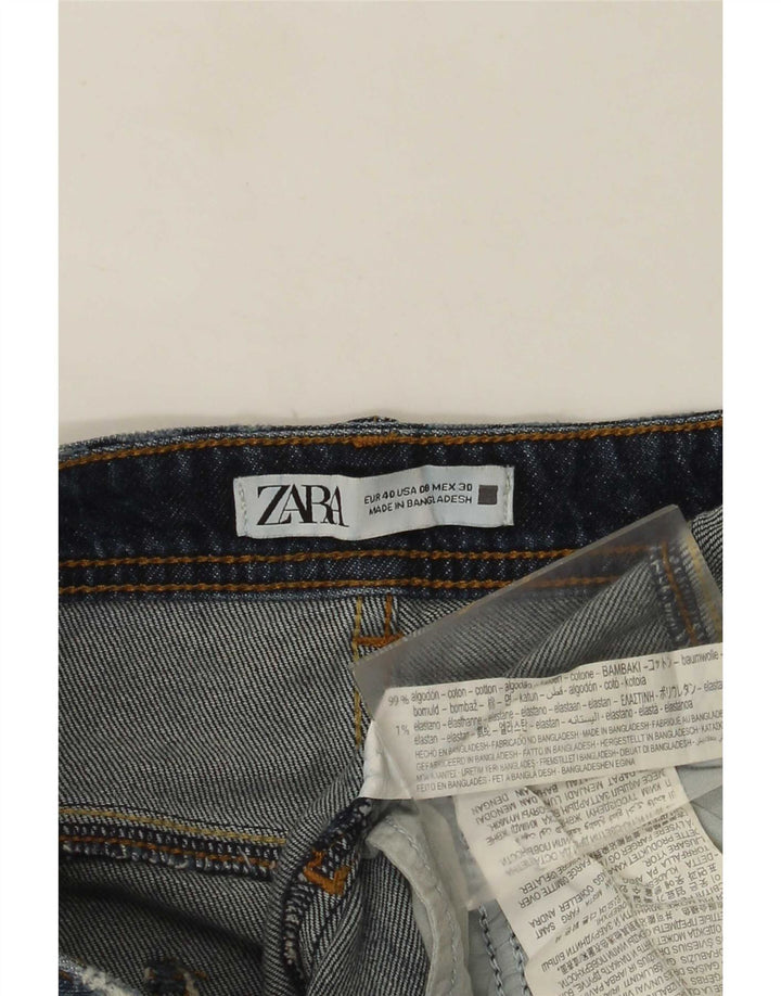 Zara Jeans feminino slim desgastado UE 40 médio W30 L28 algodão azul