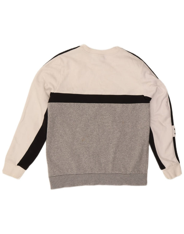 Adidas Meninos Moletom Gráfico Jumper 13-14 Anos Branco Colorblock Algodão