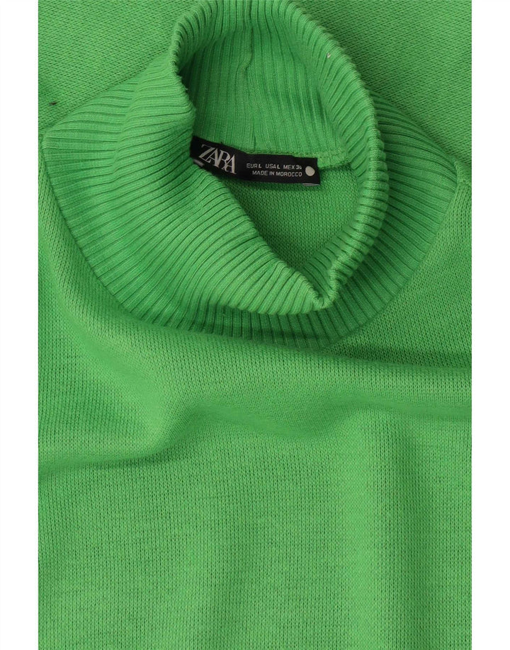 Zara Womens Crop Oversized Top Manga Longa Reino Unido 16 Grande Verde
