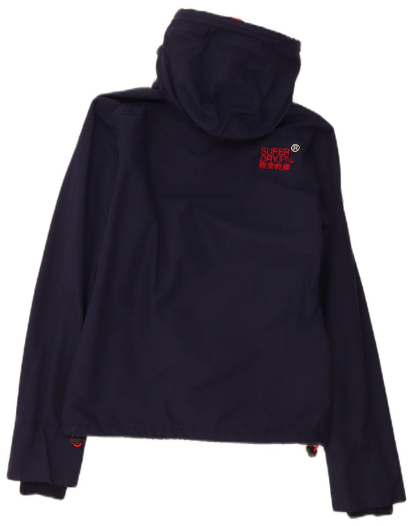 Jaqueta corta-vento feminina Superdry com capuz e blusão UK 10 pequeno azul marinho
