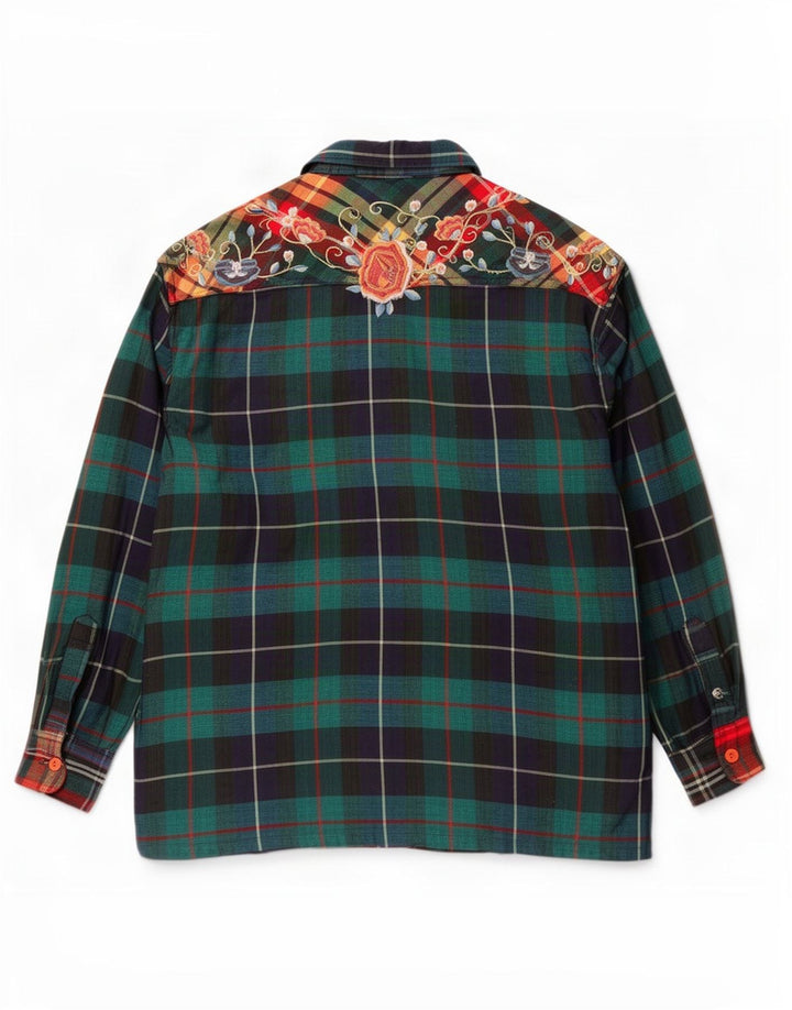 Camisa feminina Giorgio Kauten Reino Unido 14 Viscose xadrez verde médio