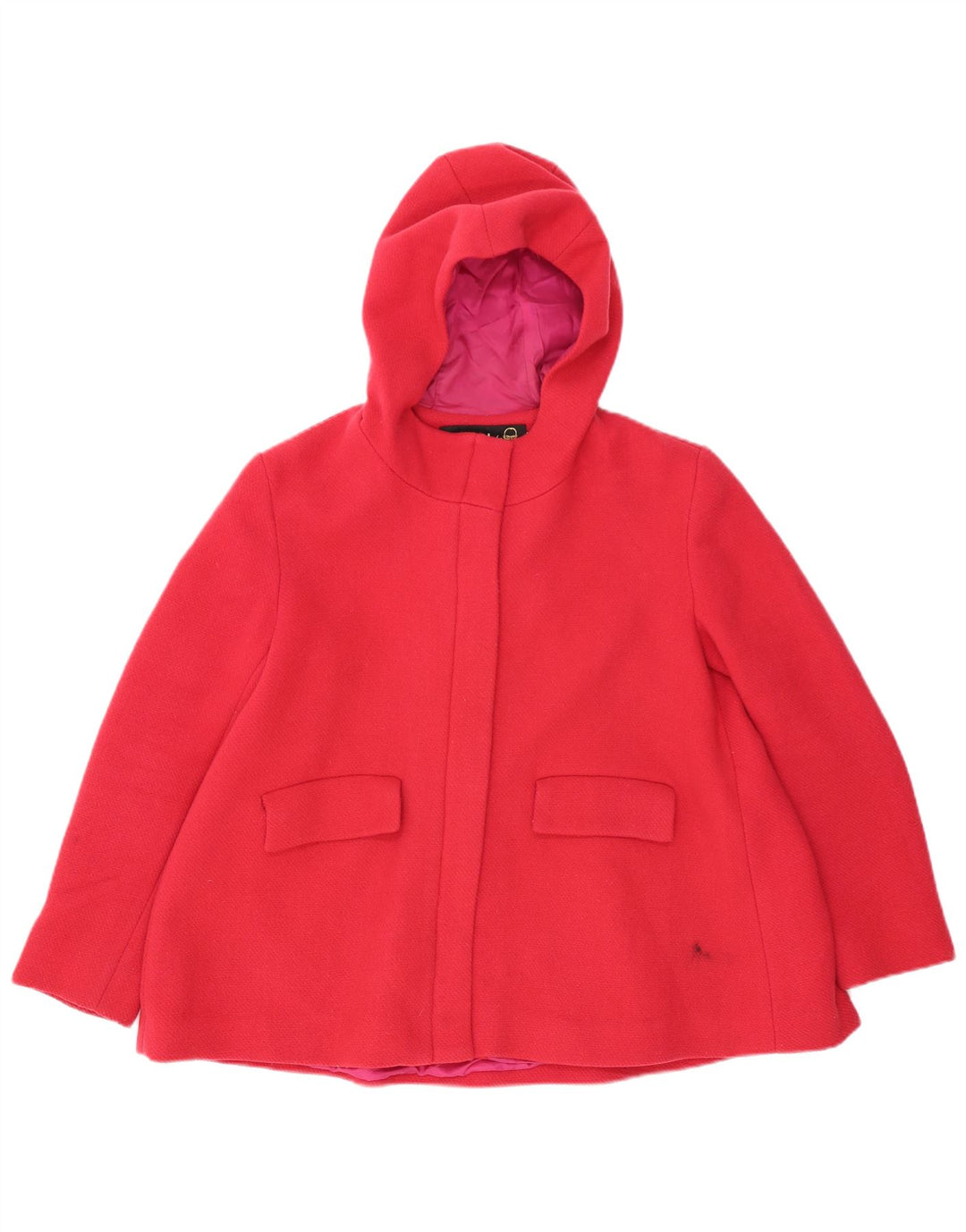 Sobretudo feminino curto com capuz Desigual EU 40 lã rosa médio