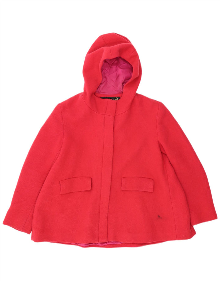 Sobretudo feminino curto com capuz Desigual EU 40 lã rosa médio