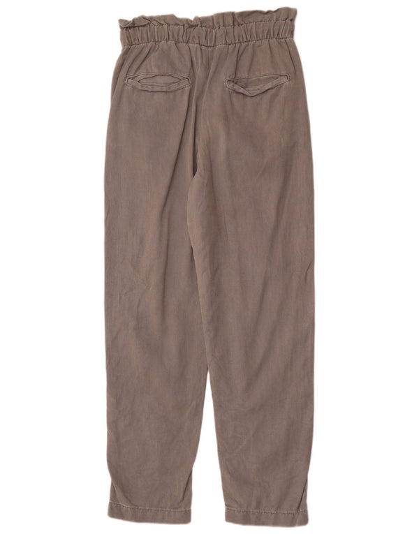 Zara Calça feminina casual cintura alta cônica XS W24 L27 cinza Lyocell