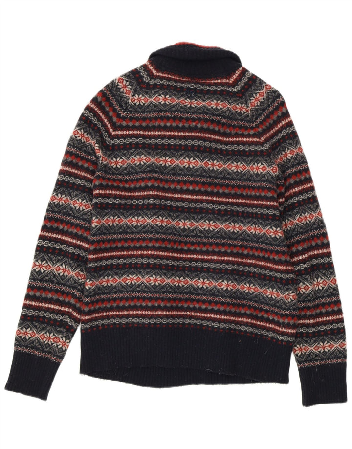 Suéter feminino FAT FACE com gola e zíper Reino Unido 14 médio azul marinho Fair Isle