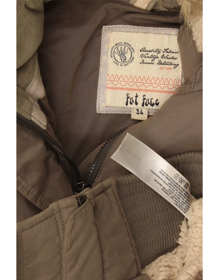 Jaqueta acolchoada com capuz para mulheres gordas, poliéster cáqui médio Reino Unido 14