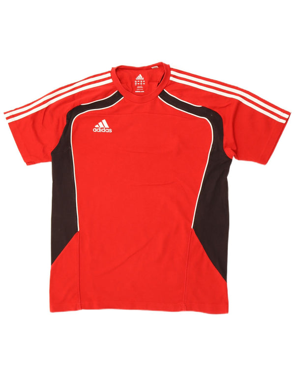 Adidas Mens Graphic T-Shirt Top UK 42/44 Grande Vermelho Colorblock Algodão