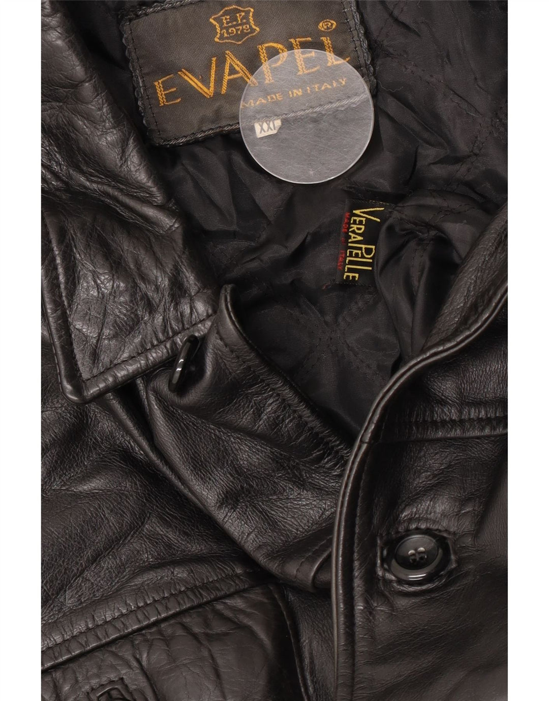 Jaqueta de couro masculina vintage UK 44 2XL couro preto