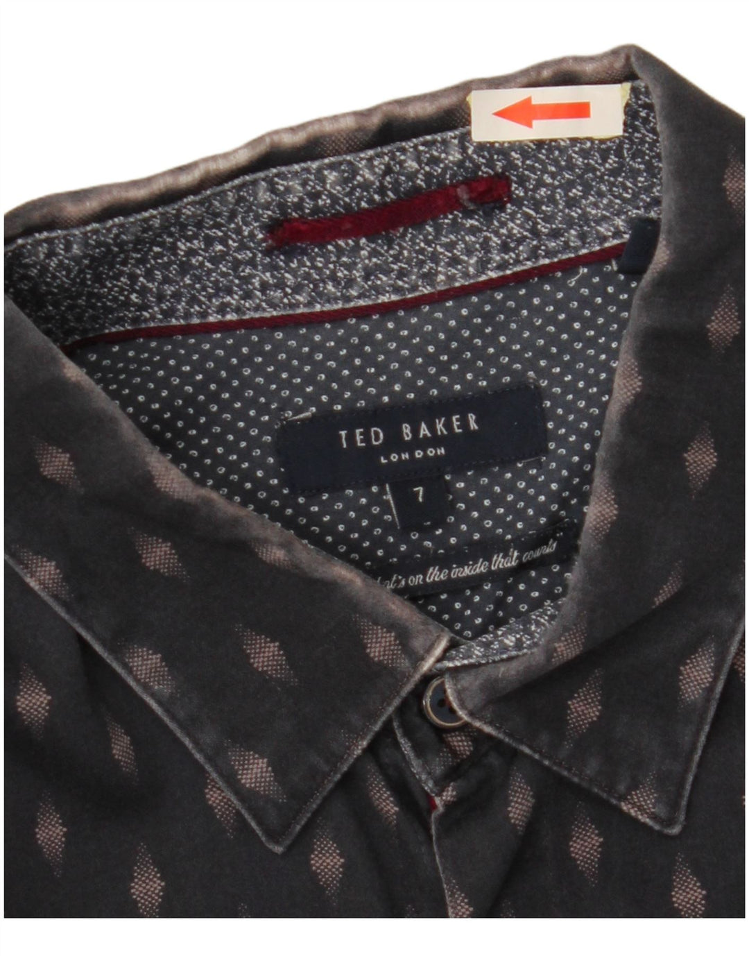 Camisa masculina TED BAKER tamanho 7 3XL algodão geométrico azul marinho