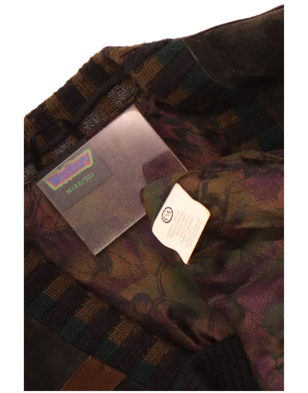 Suéter cardigã masculino WESTBURY UE 48/50 marrom médio Chevron acrílico