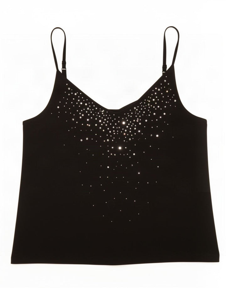 Top feminino Marks & Spencer Crop Cami UK 14 médio preto viscose