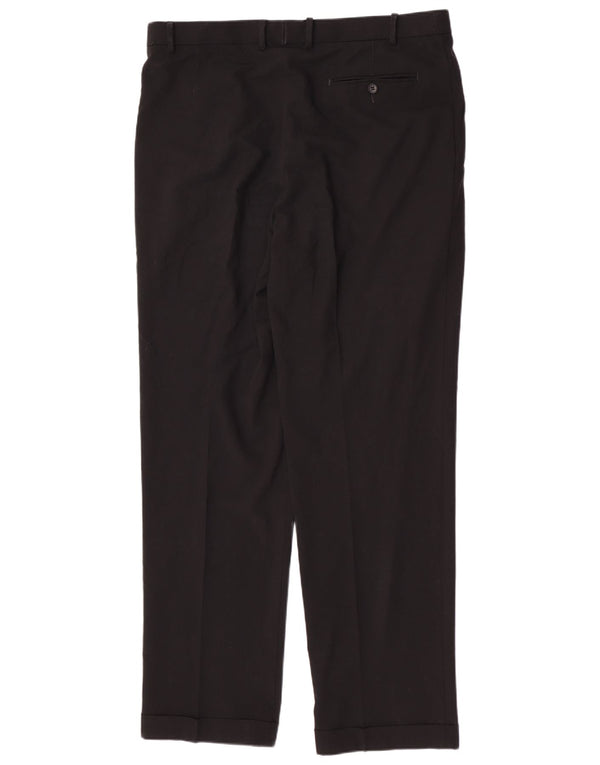 Calça masculina de terno regular Marks & Spencer W38 L33 poliéster preto