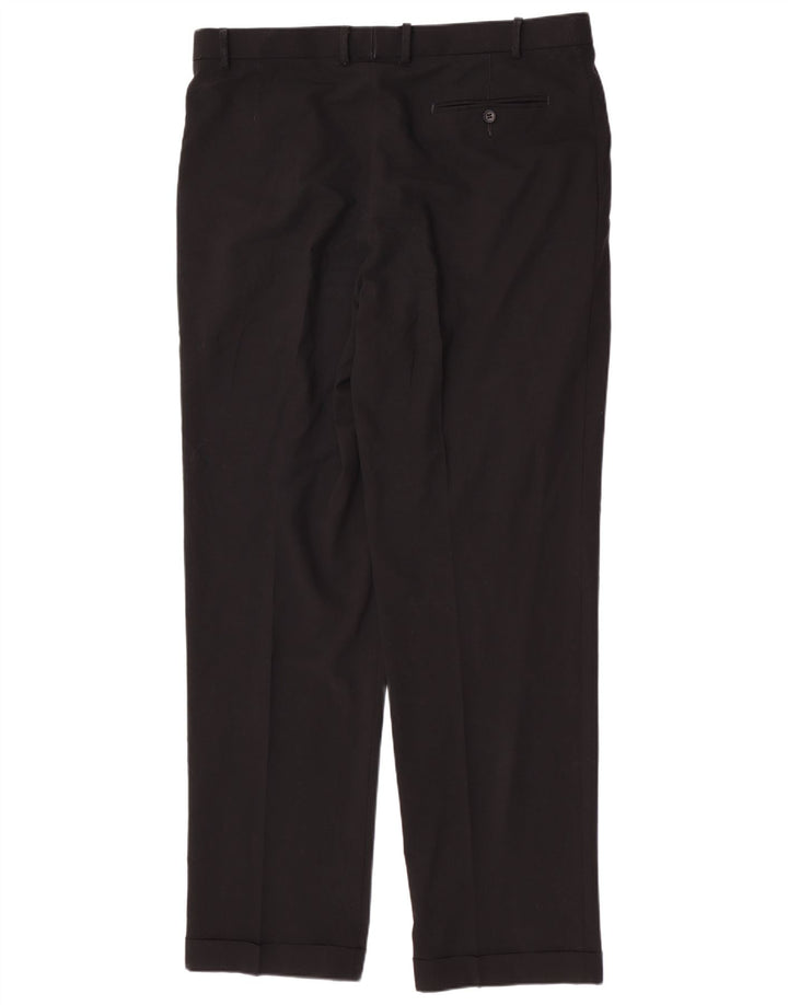 Calça masculina de terno regular Marks & Spencer W38 L33 poliéster preto