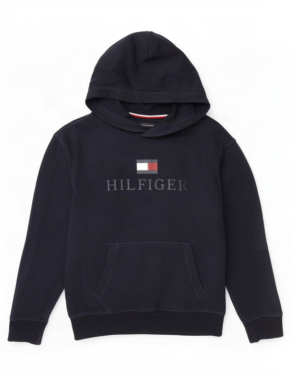 Tommy Hilfiger Meninos moletom com capuz gráfico 11-12 anos azul marinho algodão