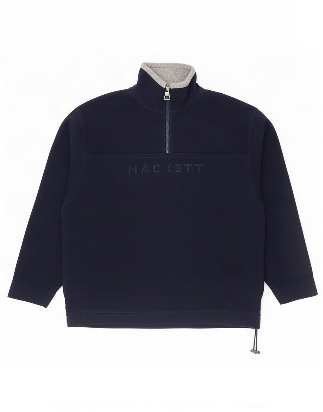 Suéter de lã masculino Hackett com zíper e gola 2XL azul marinho poliéster