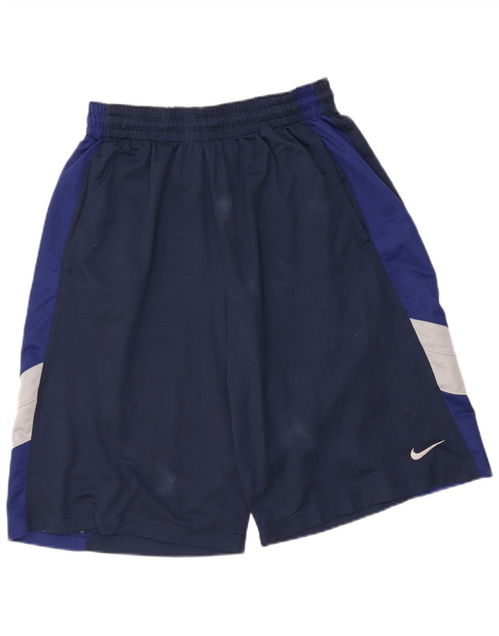 Shorts esportivos masculinos Nike Dri Fit grande poliéster colorblock azul marinho