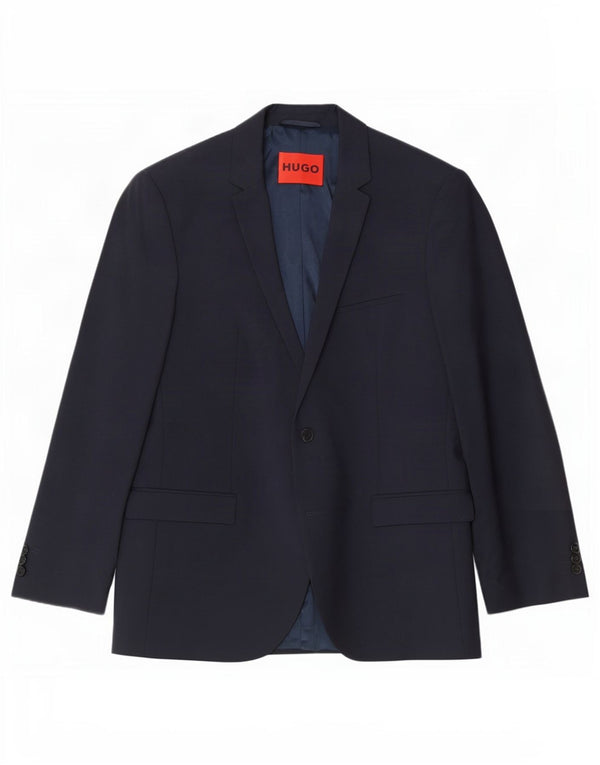 Jaqueta blazer masculina Hugo Boss com 2 botões Reino Unido 54 2XL lã virgem azul marinho
