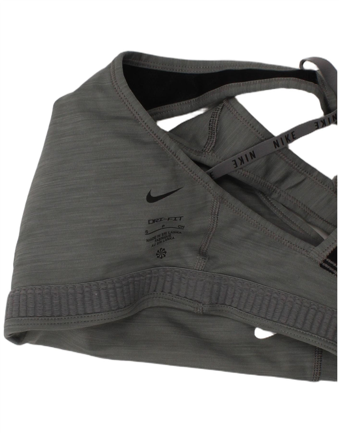 Top de sutiã esportivo gráfico feminino Nike pequeno cinza esportivo