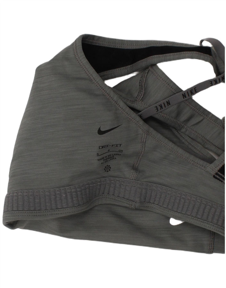 Top de sutiã esportivo gráfico feminino Nike pequeno cinza esportivo