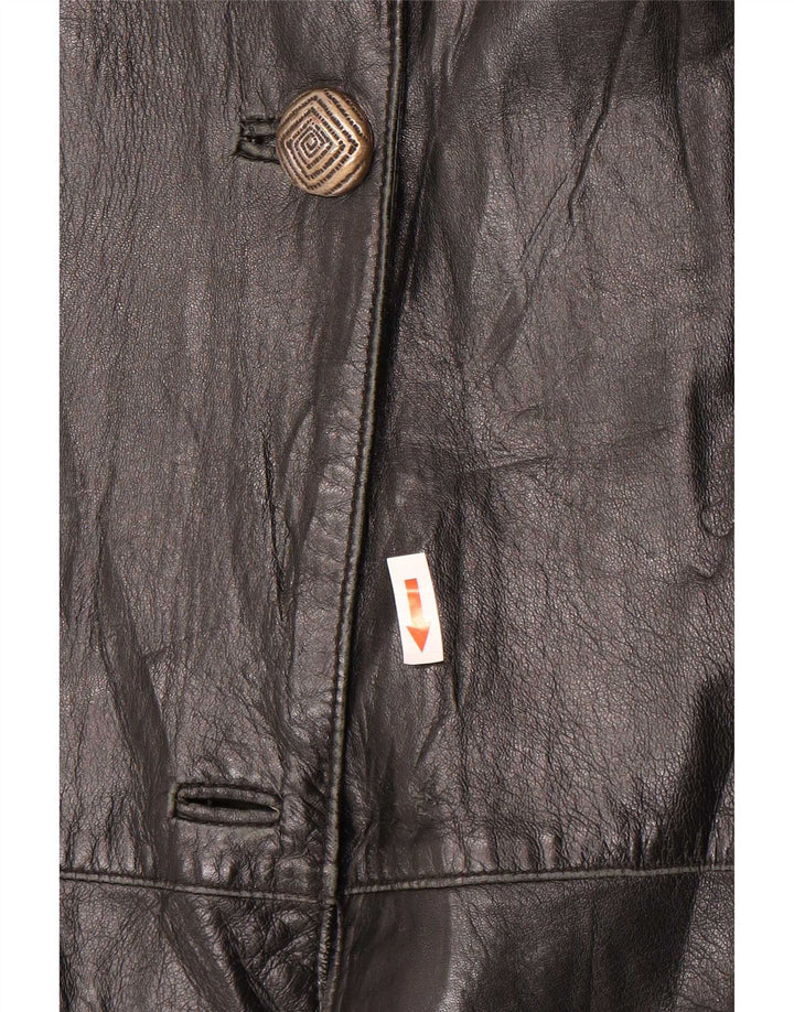 Casaco de couro superdimensionado vintage feminino IT 46 grande preto