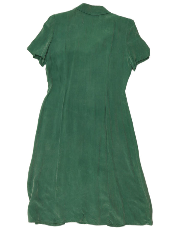 Vestido camisa feminino vintage de manga curta IT 46 Cupro verde grande