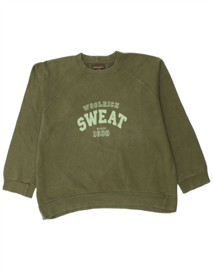 Woolrich moletom masculino gráfico jumper grande algodão verde