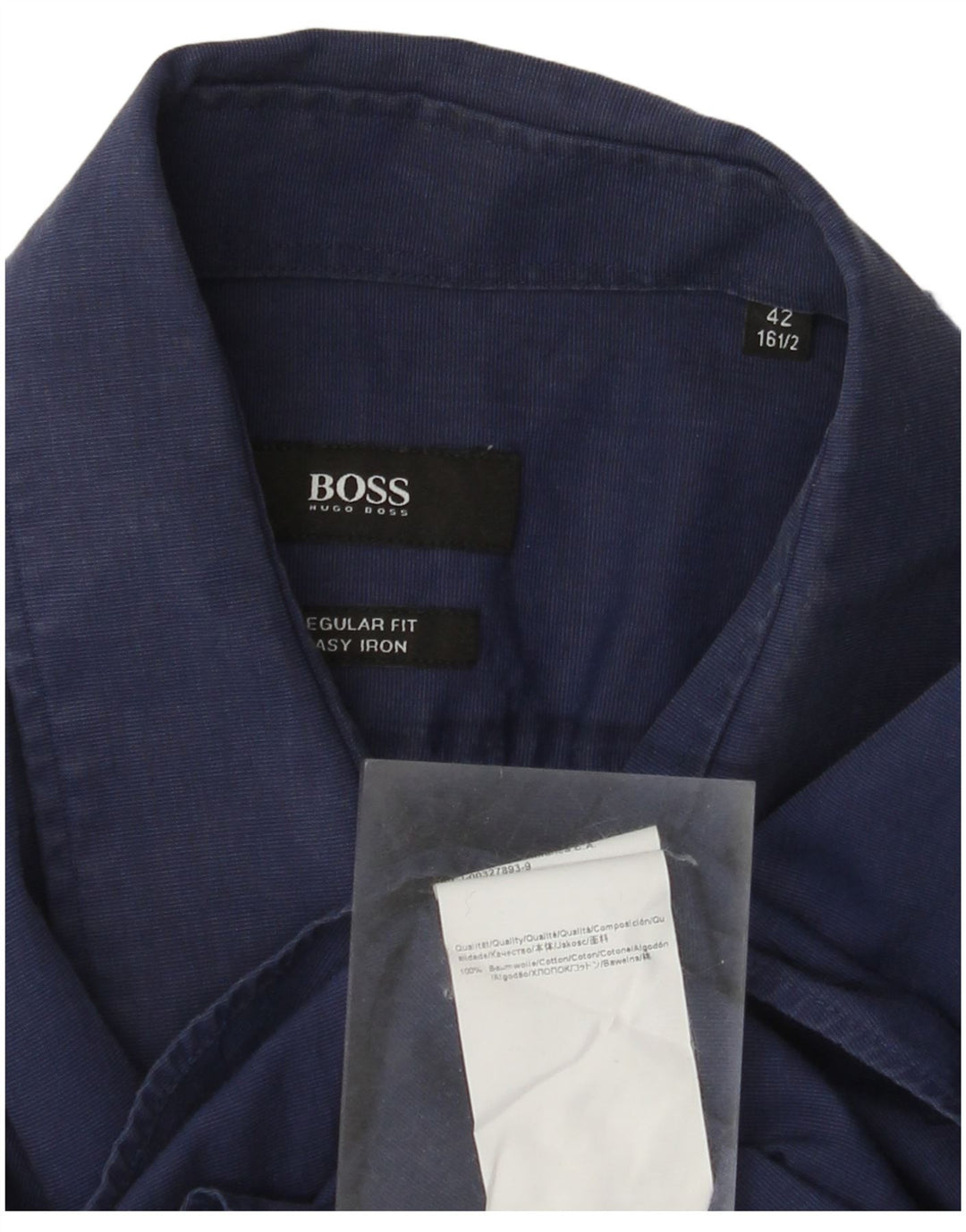 Camisa masculina Hugo Boss Regular Fit tamanho 41 grande algodão azul marinho
